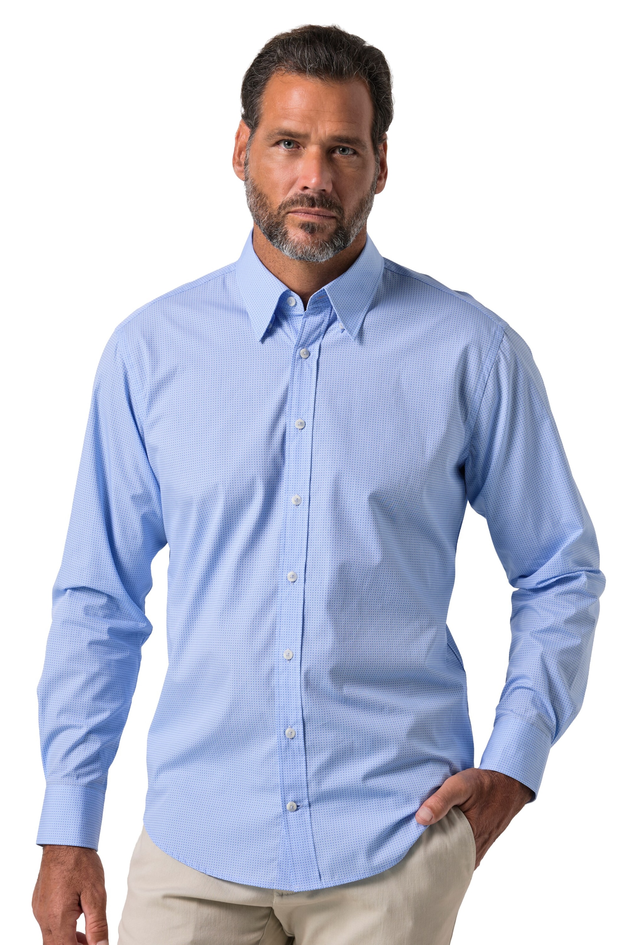 JP1880 Regular fit Overhemd in Blauw: voorkant