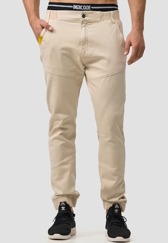 INDICODE JEANS Tapered Broek 'Zannes' in Beige: voorkant