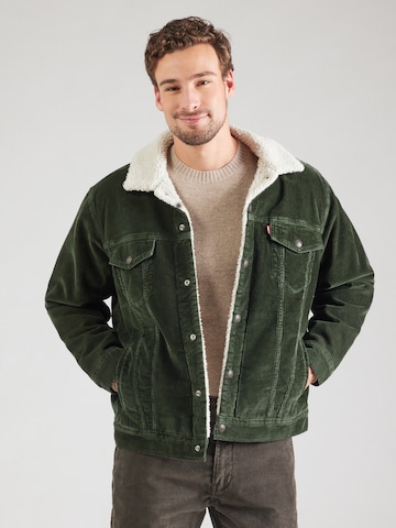 LEVI'S ® Демисезонная куртка 'Relaxed Fit Sherpa Trucker Jacket' в Зеленый: спереди