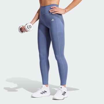 ADIDAS PERFORMANCE Skinny Sportbroek 'Optime Full-length' in Blauw: voorkant