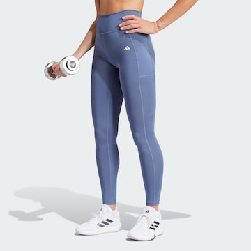 ADIDAS PERFORMANCE Skinny Sportovní kalhoty 'Optime Full-length' – modrá: přední strana