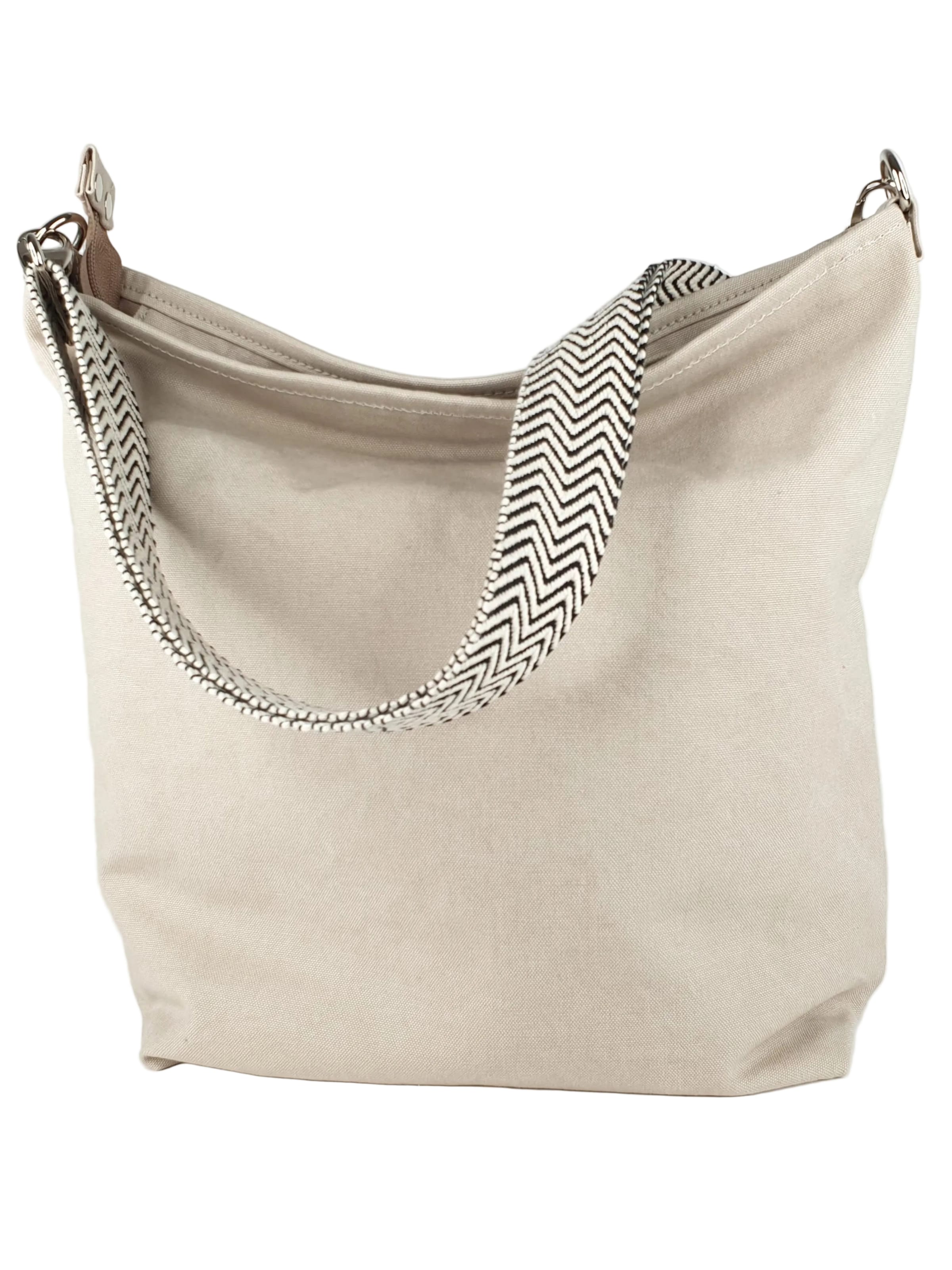 SANUMI Crossbody Bag 'Canvas Hobobag' in Grey