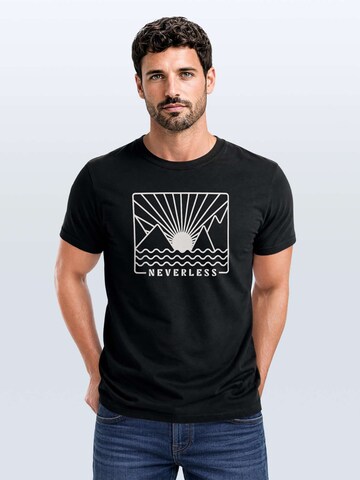 Neverless Shirt 'Sonnenuntergang' in Black: front