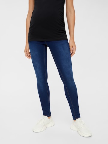 MAMALICIOUS Slimfit Jeans in Blauw: voorkant