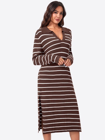 Imily Bela Pletena obleka | rjava barva: sprednja stran