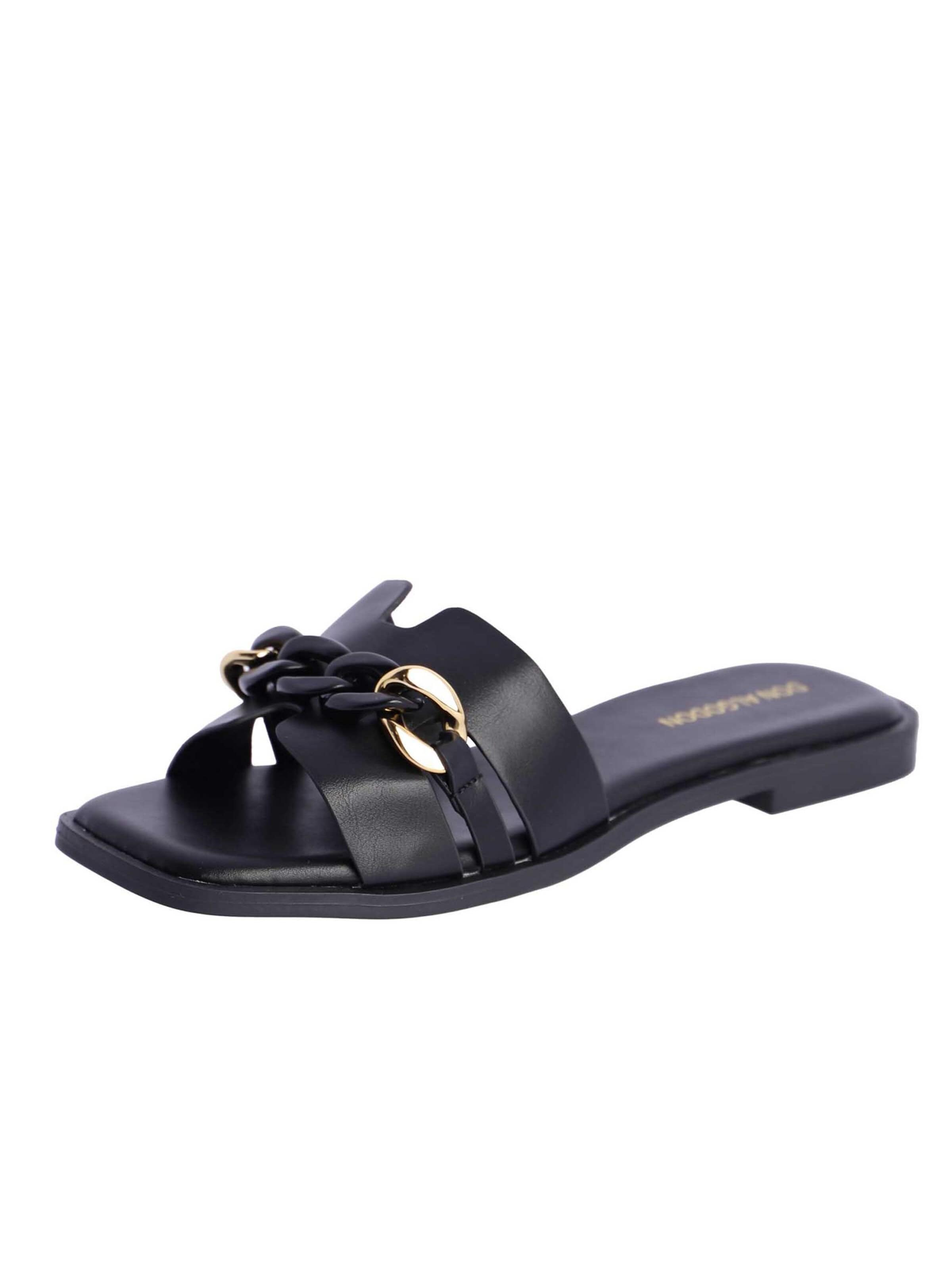 Don Algodon - Sandalias 'Sandalia para mujer DON ALGODON Emma  de piel sintética con cadena decorativa' en negro: frente