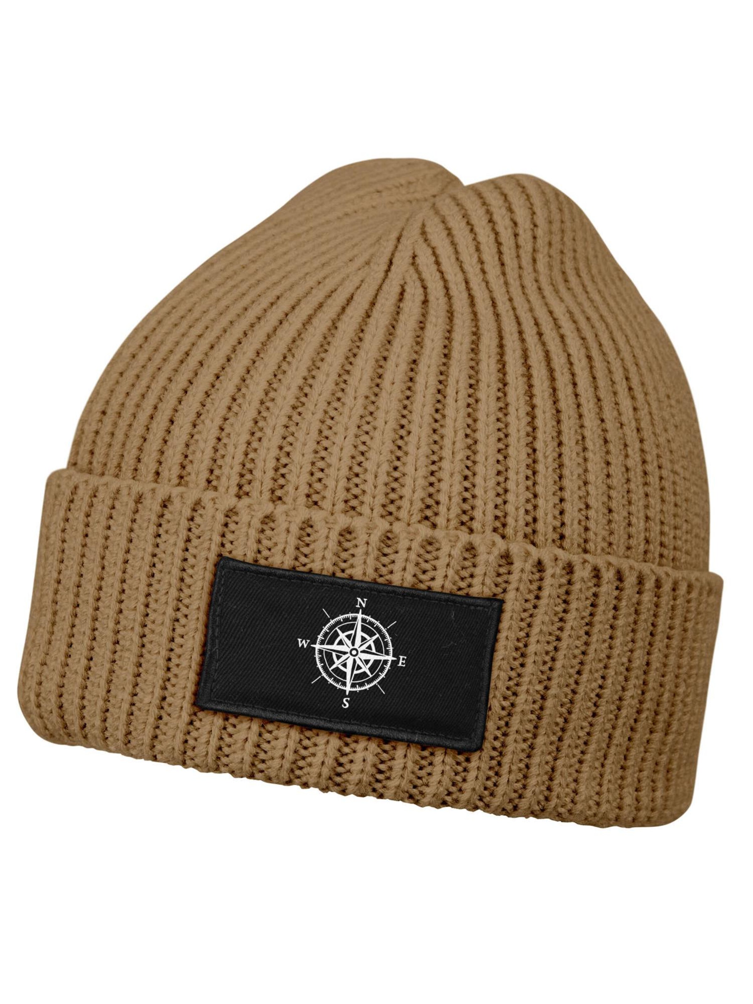 Neverless Beanie 'Kompass' in Brown