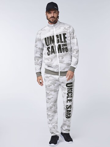 UNCLE SAM Zip-Up Hoodie in White