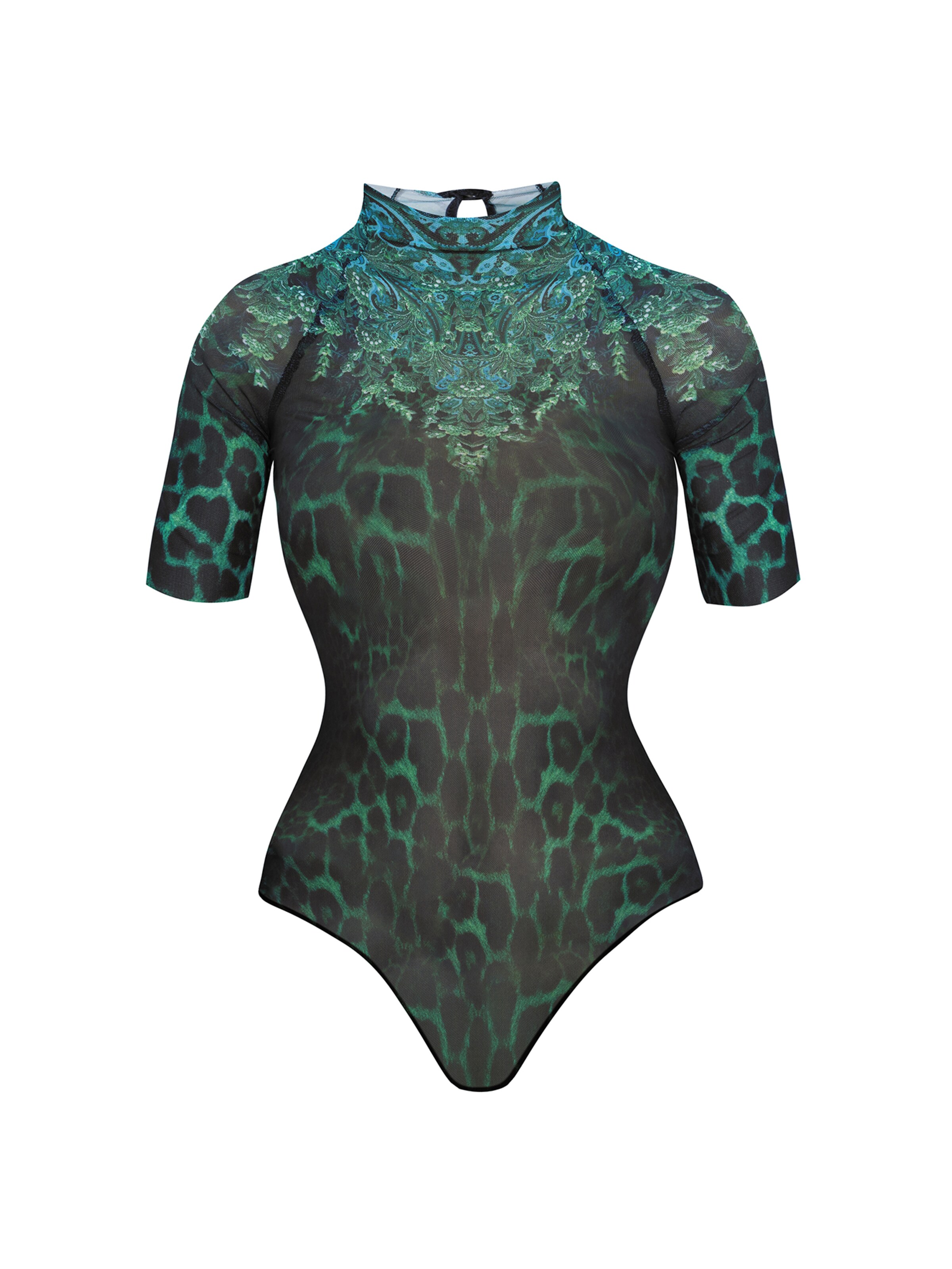 JIORO Blouse bodysuit 'LEO NEON GREEN' in Green: front