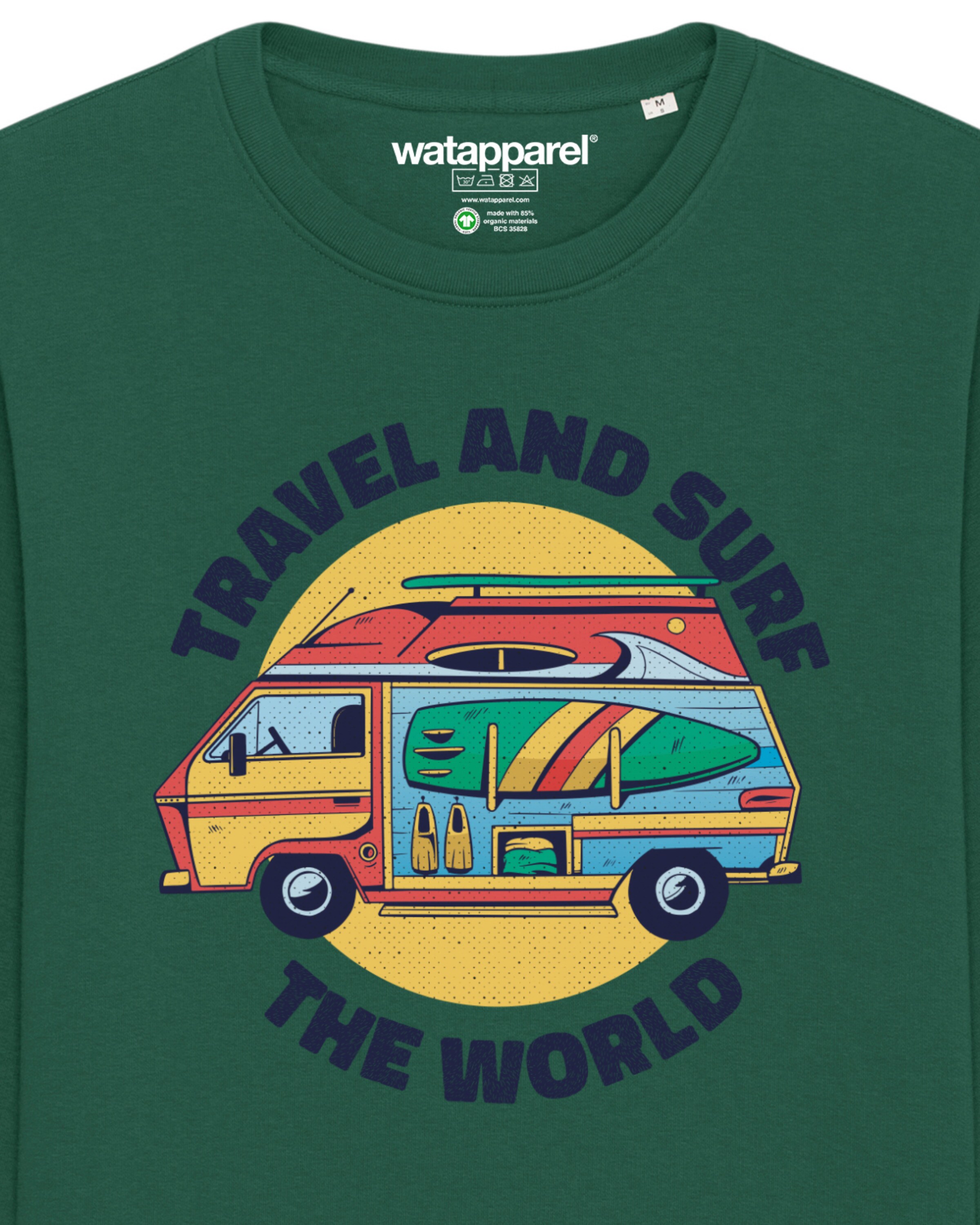 Watapparel Sweatshirt 'Travel and surf' in Grün