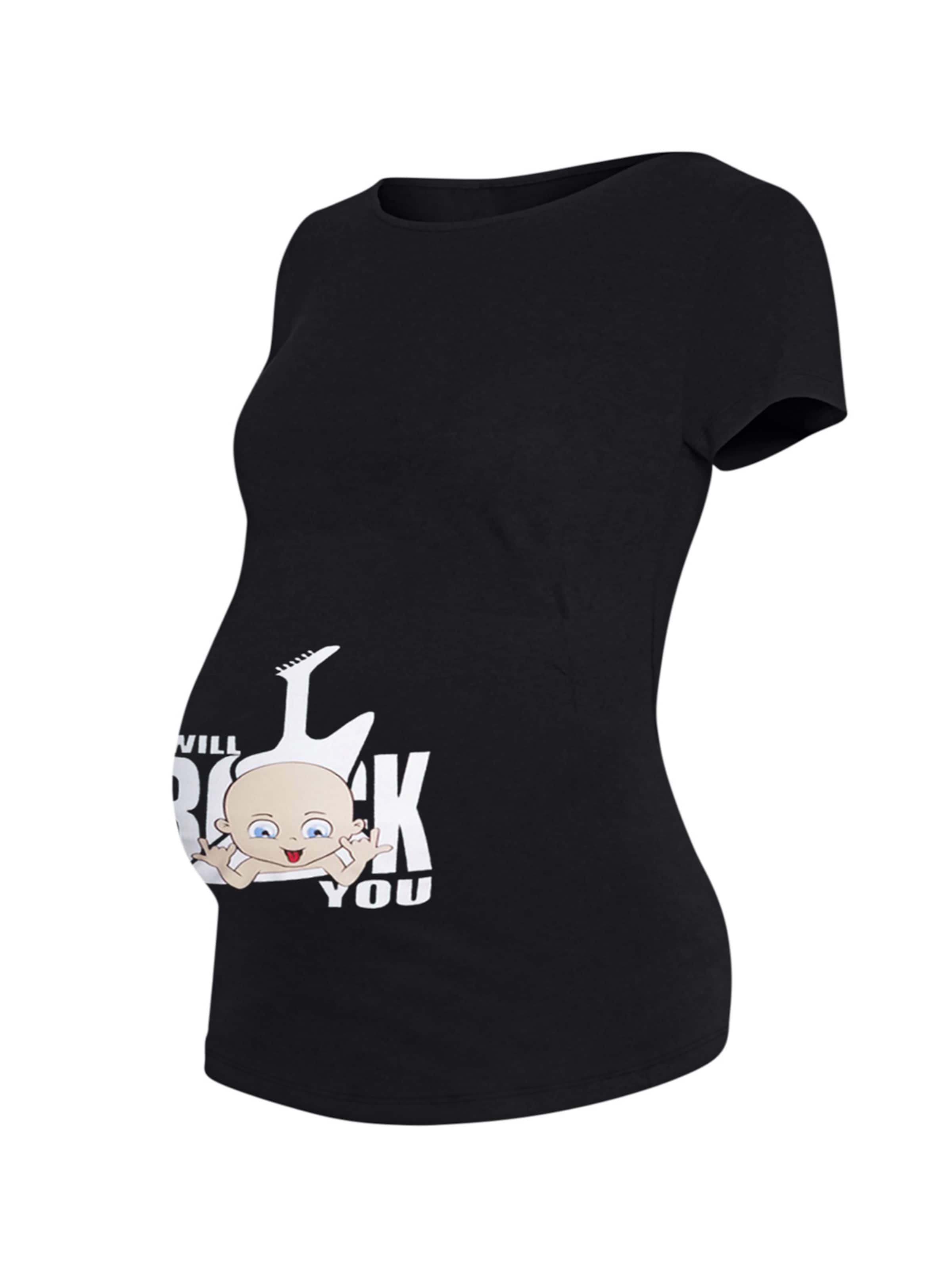 M.M.C. Shirt 'I Will Rock You Umstandsshirt' in Black: front