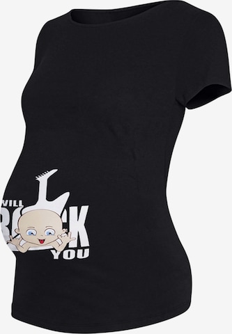 M.M.C. Shirt 'I Will Rock You Umstandsshirt' in Black: front