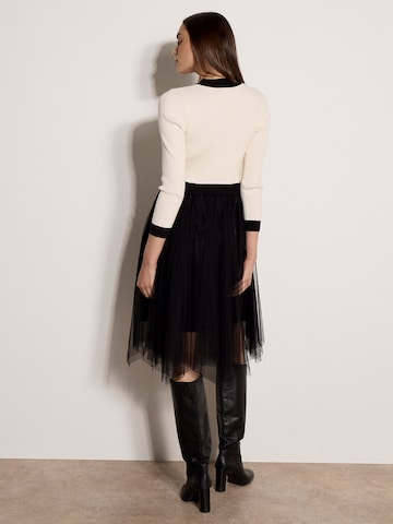 Apricot Tulle Skirt Knit Midi Dress ' ' in Beige
