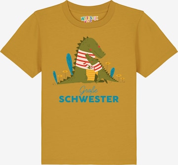watabout.kids Shirt 'Krokodil Große Schwester' in Yellow: front