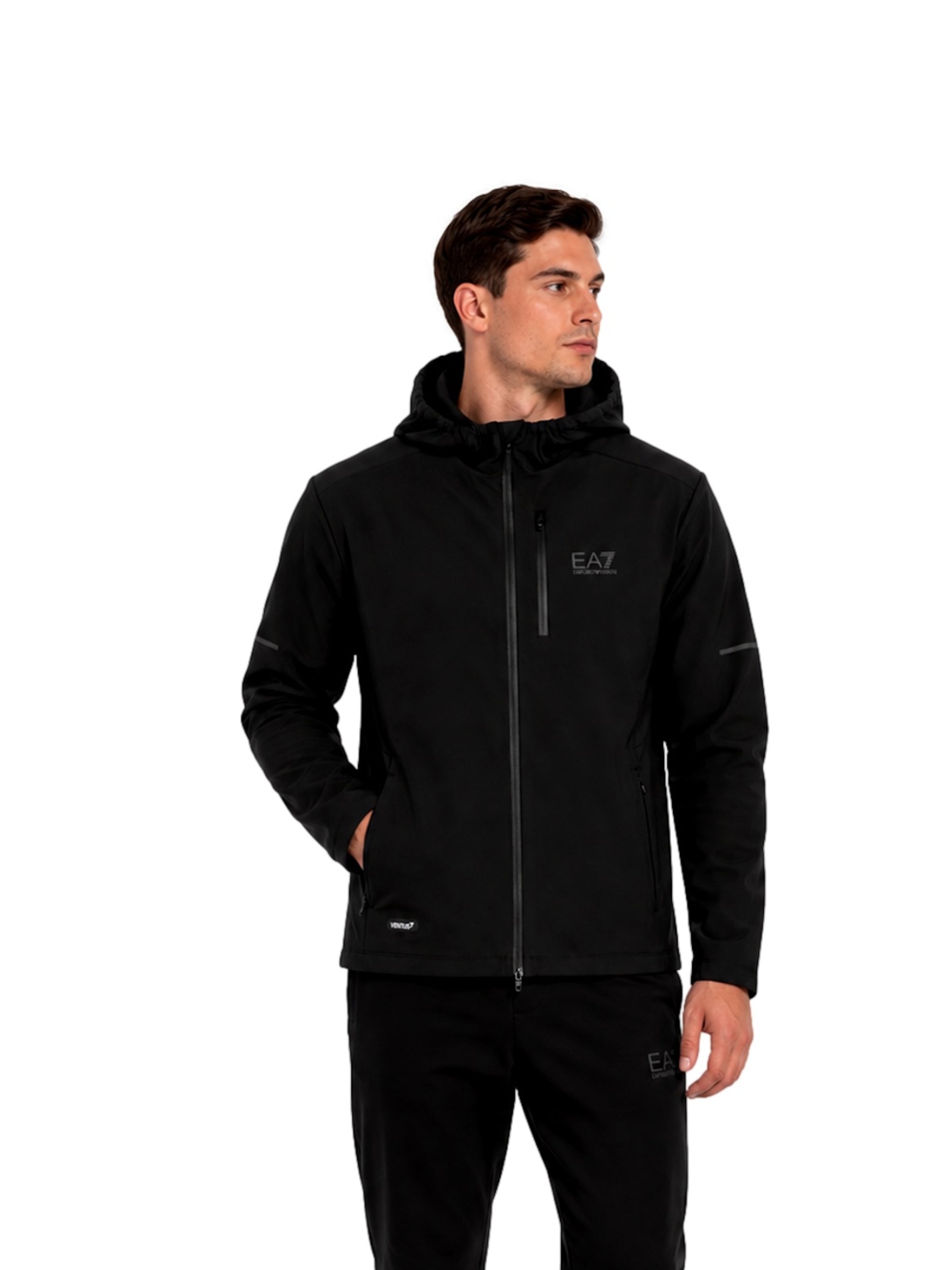 EA7 Emporio Armani Яке за трениране в черно: отпред