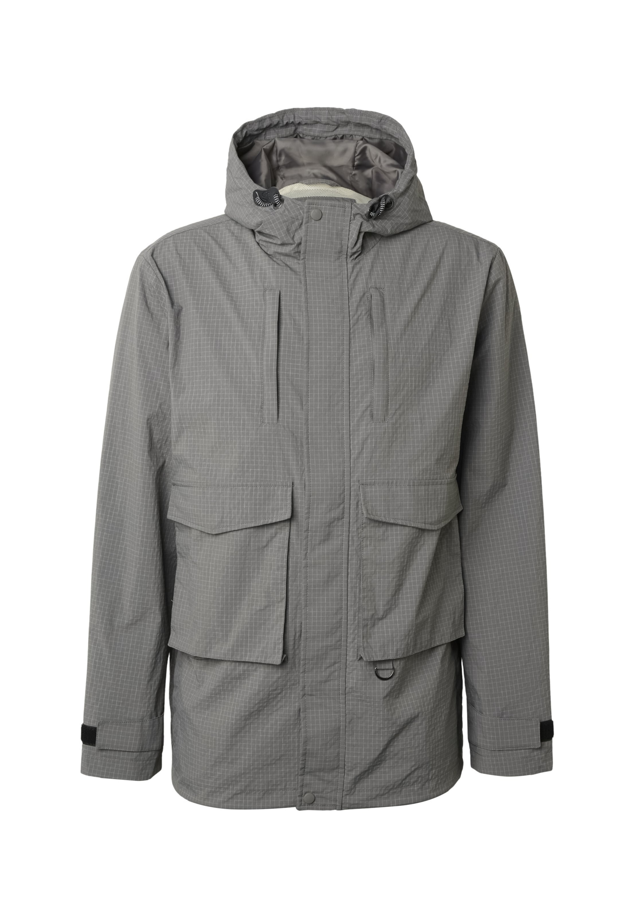 INDICODE JEANS Přechodná bunda 'Grain' – šedá: přední strana