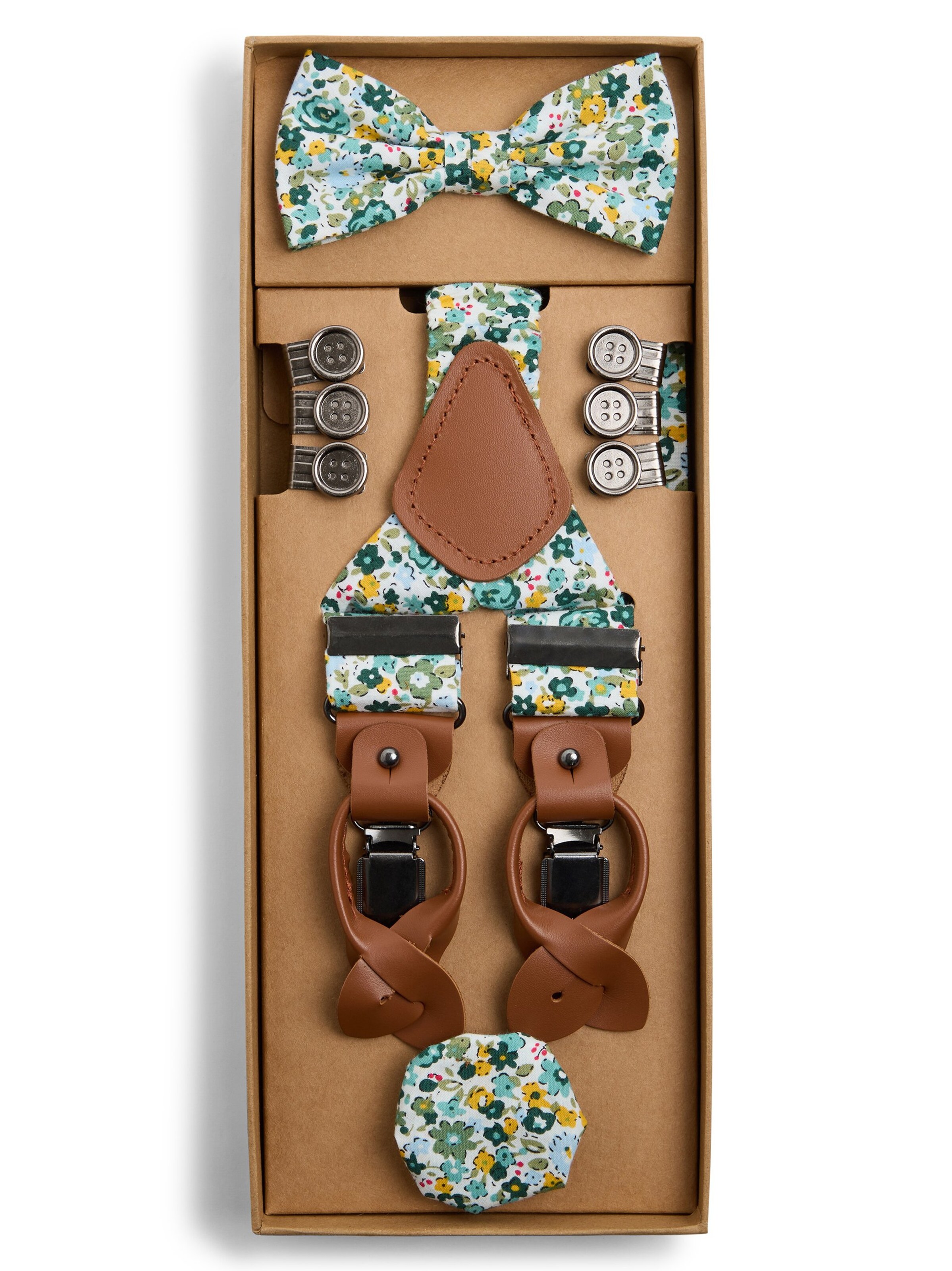 Finshley & Harding London Suspenders in Green: front