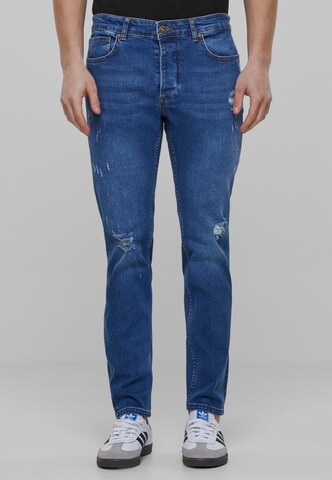 2Y Premium Tapered Jeans in Blue: front