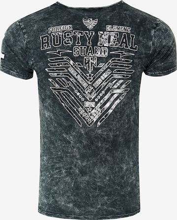 Rusty Neal Cooles T-Shirt Kurzarm mit großem Front-Print in Grau