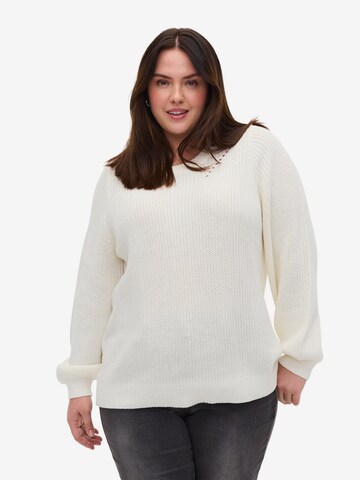 Zizzi Sweatshirt 'MEMERY' in White