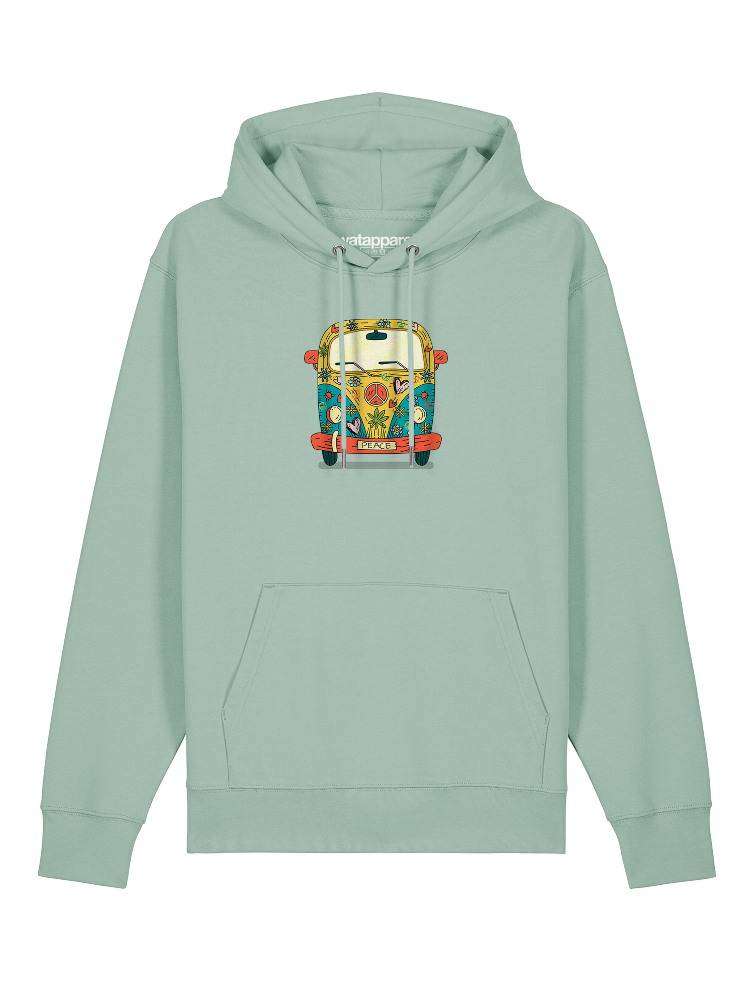Sweat-shirt ' Hippies Bus ' Watapparel en vert : devant