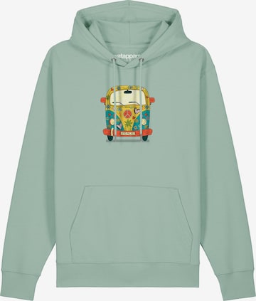 Watapparel Sweatshirt ' Hippies Bus ' in Green: front