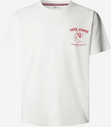 T-Shirt 'Coffee Tee' Pepe Jeans en blanc : devant