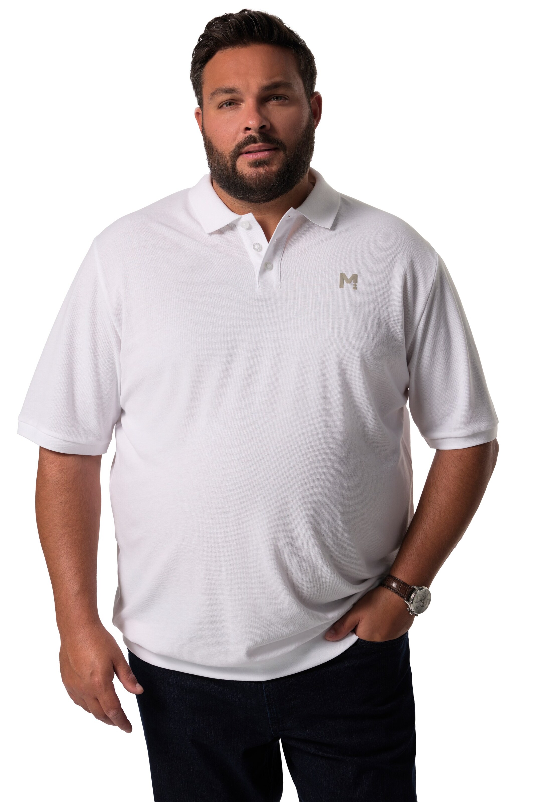 Men Plus Shirt in White: front