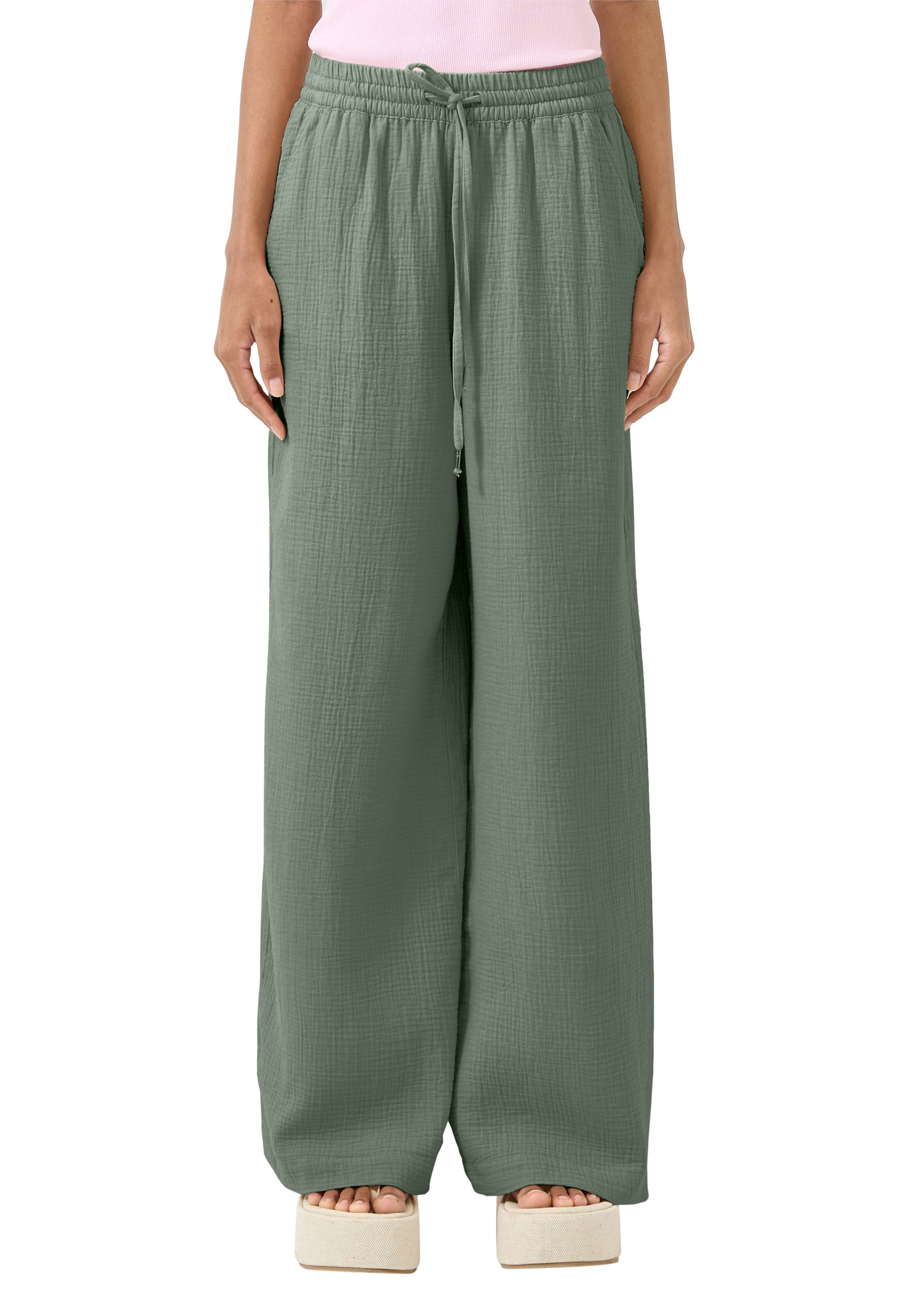 QS Wide Leg Hose in Blau