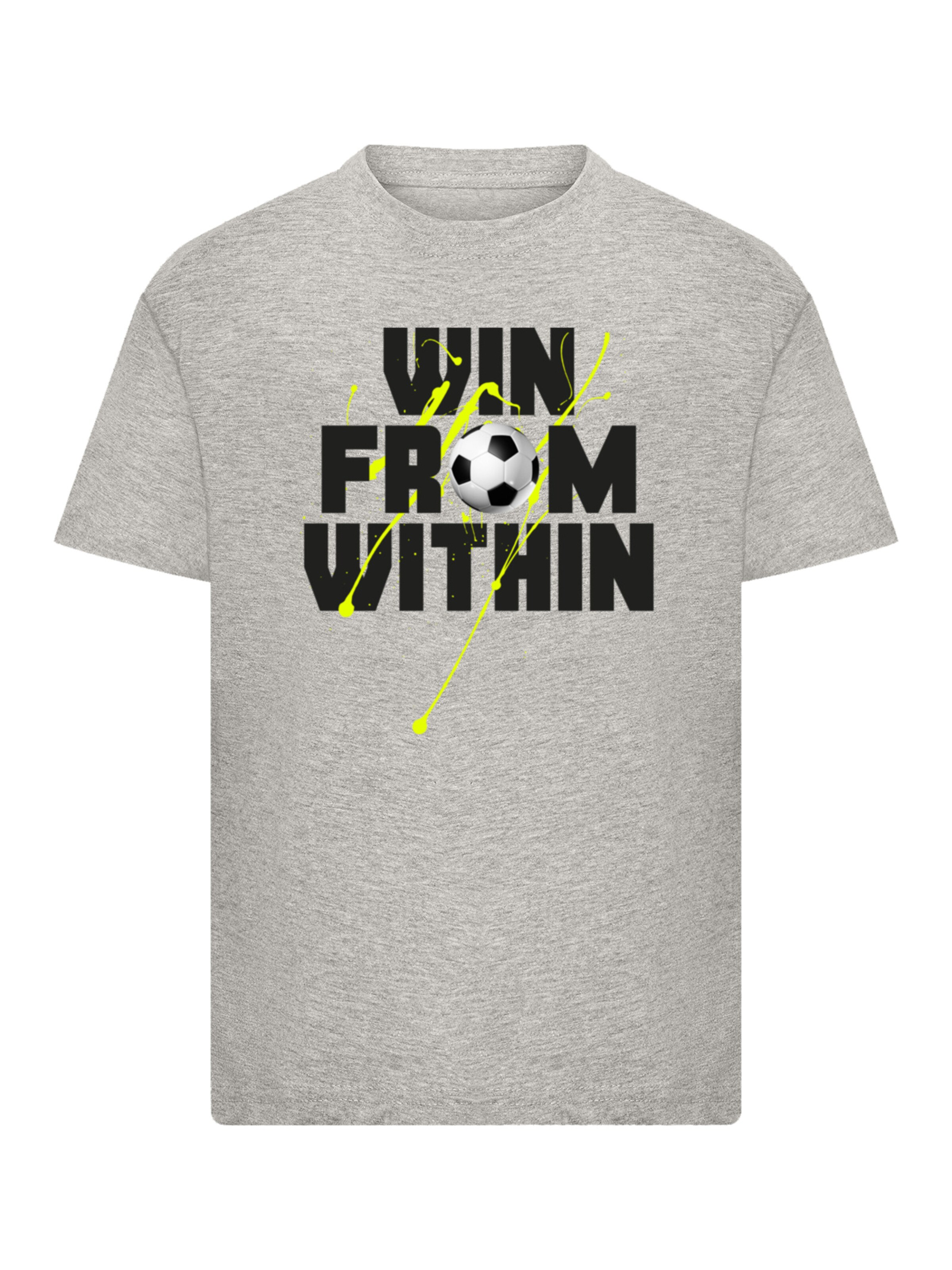 F4NT4STIC T-Shirt 'Win From Within Soccer Splash Green' in Grau: Vorderseite