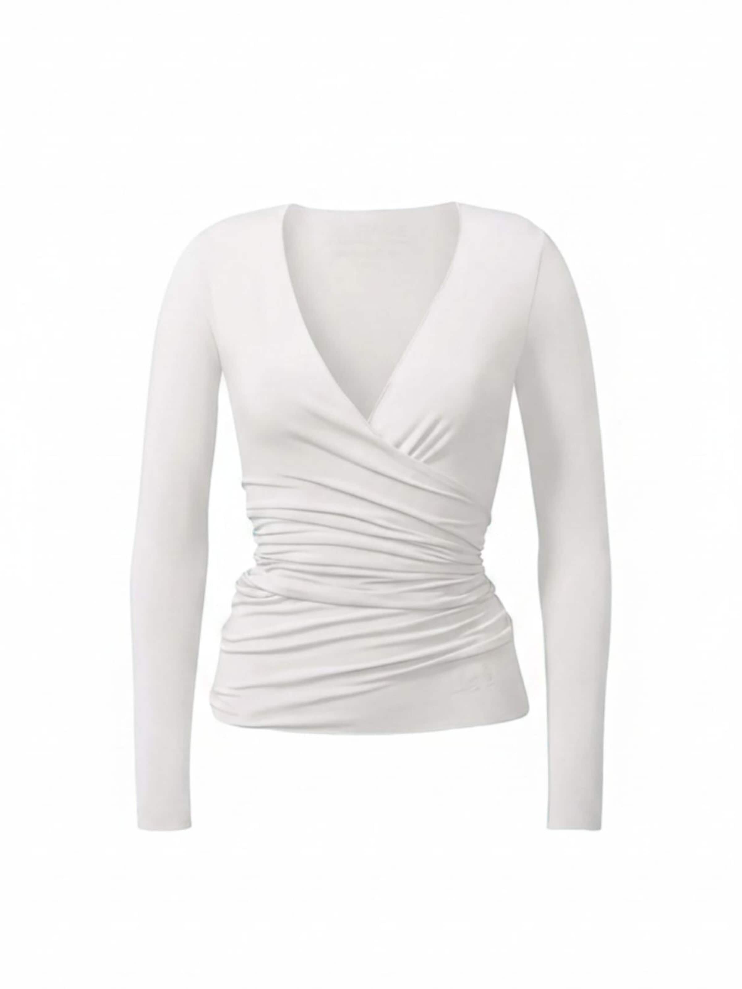 CURARE Yogawear Sporttop 'Wickeltop'‌‌‌‌‌‌‌‌‌ in Weiß: Vorderseite