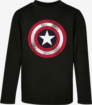 ABSOLUTE CULT Shirt 'Avengers - Captain America Distressed Shield' in Zwart: voorkant