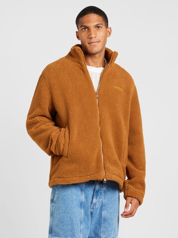 TOMMY HILFIGER Fleece jas in Bruin: voorkant