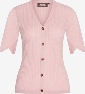 4funkyflavours Knit Cardigan 'Stop The Madness' in Pink: front