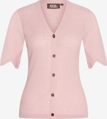 4funkyflavours Knit Cardigan 'Stop The Madness' in Pink: front