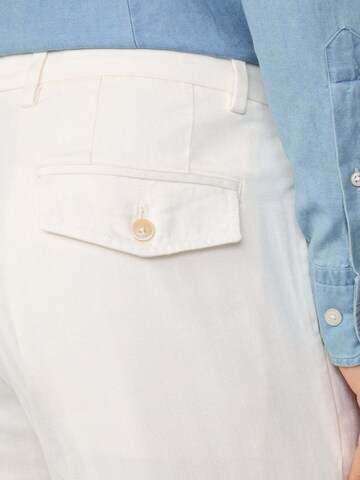 Hackett London Slimfit Chino 'Herringbone' in Wit