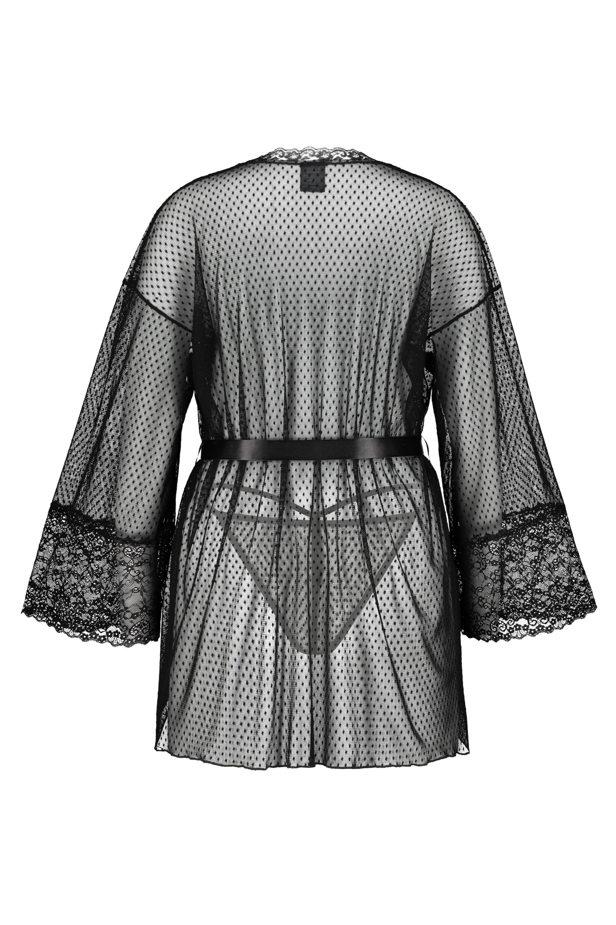 Frauen Wohn-Accessoires Ulla Popken Morgenmantel in Schwarz - ZW38111 Frauen Wohn-Accessoires Ulla Popken Morgenmantel in Schwarz - ZW38111
