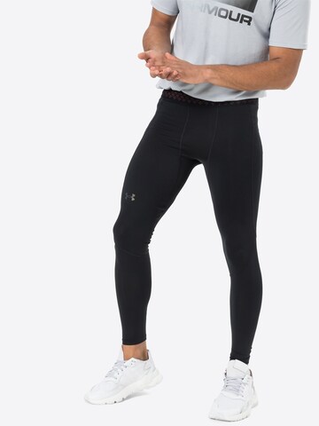 UNDER ARMOUR Skinny Sportbroek 'Rush' in Zwart: voorkant