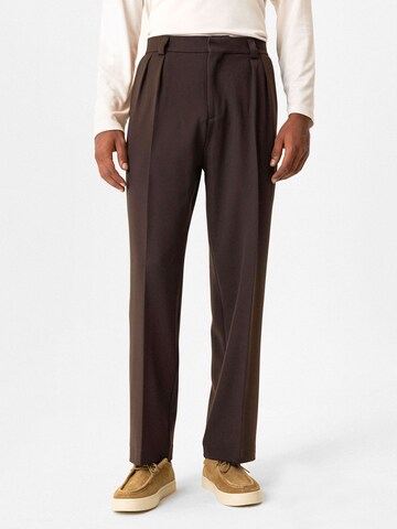 Antioch Regular Pleat-front trousers in Brown: front