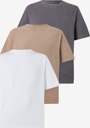 Abercrombie & Fitch Majica 'PREM HW 2.0' veličine S u smeđa / grafit siva / bijela, Pregled proizvoda