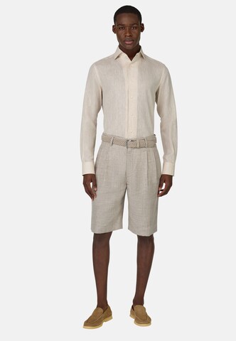 Boggi Milano Regular Pleat-front trousers in Beige
