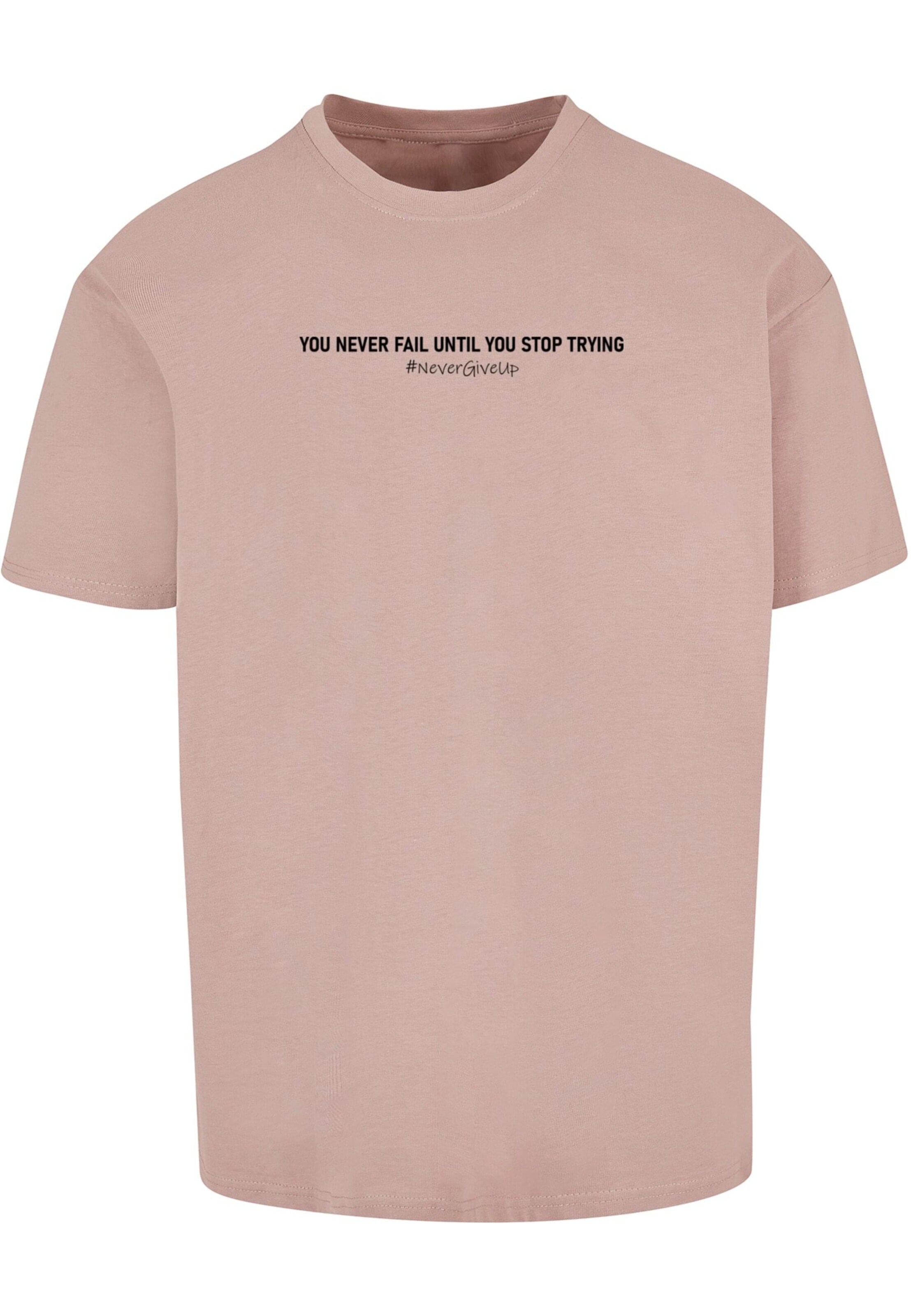 T-Shirt 'Never Give Up' Merchcode en beige : devant