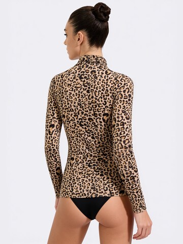 Maillot de corps 'Dolcevita Lungo Cashmere Modal Fantasia Animalier Beige' Ciocca en beige