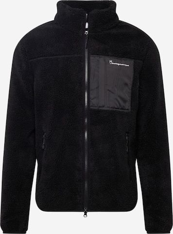 KnowledgeCotton Apparel Fleece jacket in Black: front