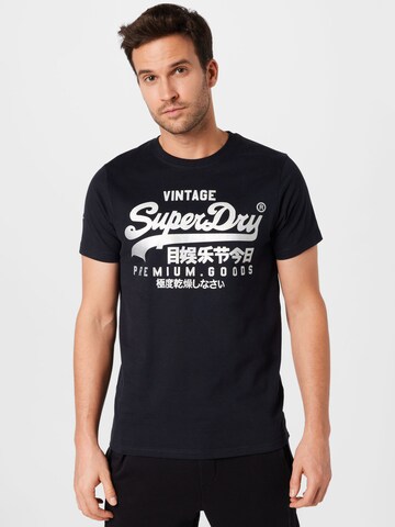Superdry Zwężany krój Koszulka w kolorze czarny: przód