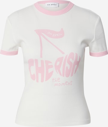 balta OH APRIL Marškinėliai 'Cherish': priekis