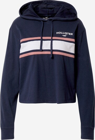HOLLISTER Блузон с качулка в нейви синьо / антично розово / бяло, Преглед на продукта