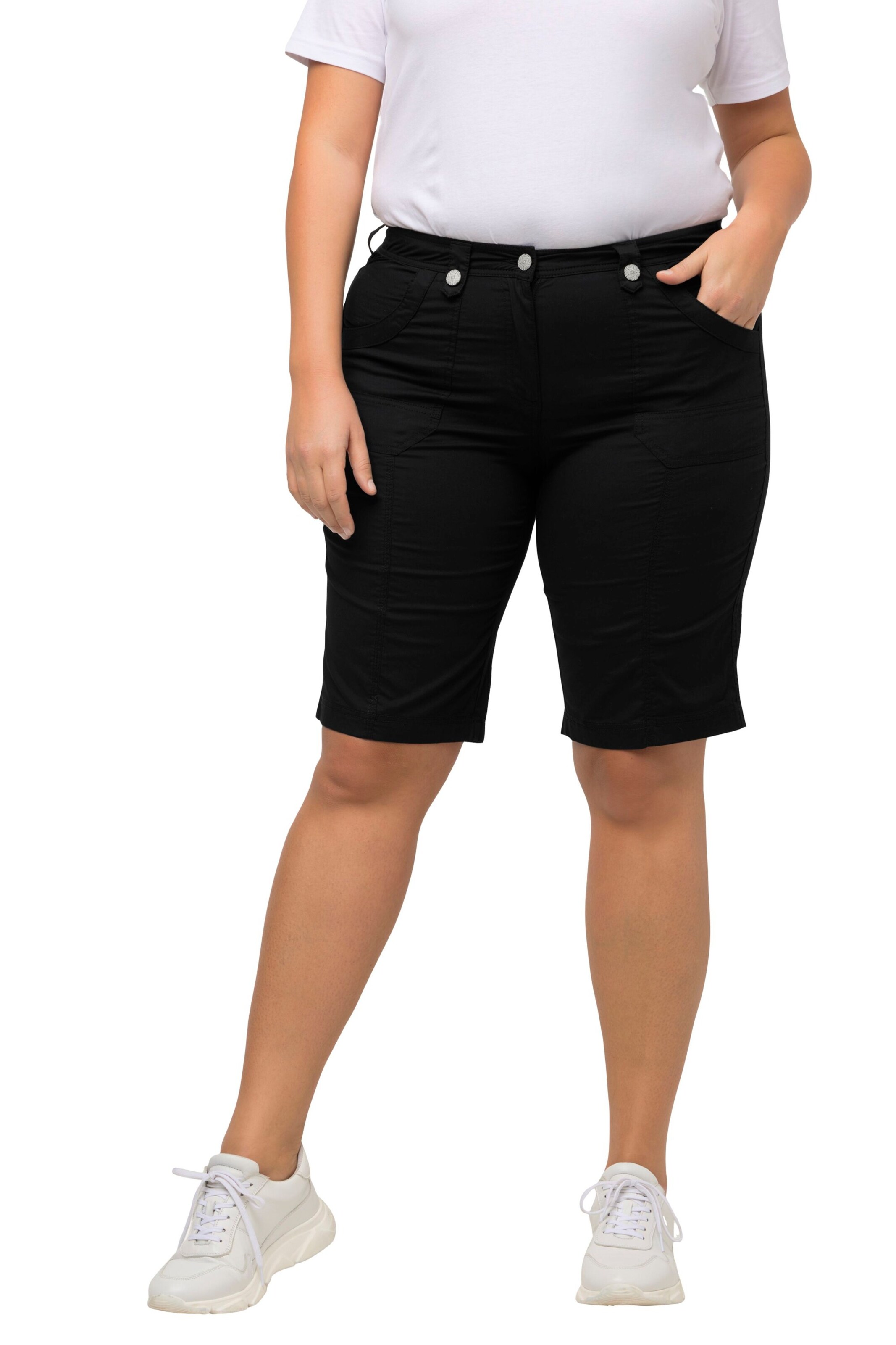 Ulla Popken Regular Trousers in Black: front