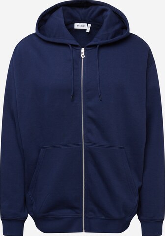 WEEKDAY Zip-Up Hoodie in Blue: front