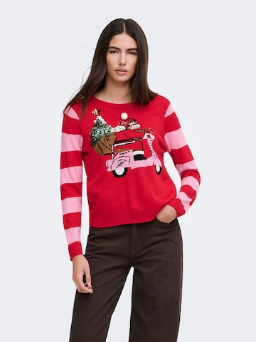Pullover 'ONLXmas' di ONLY in rosso: frontale